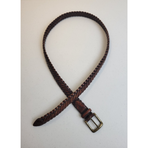Browning Braided Belt Brown Leather Rodeo Cowboy Western Woven Men's Size 40 - Picture 1 of 10